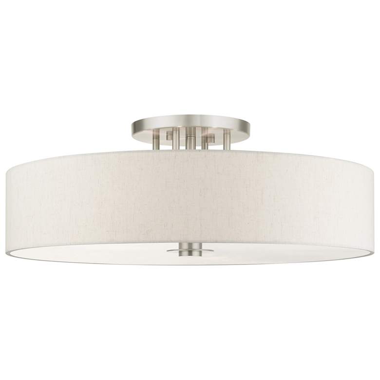 Image 1 Meridian 6 Light Brushed Nickel Semi Flush