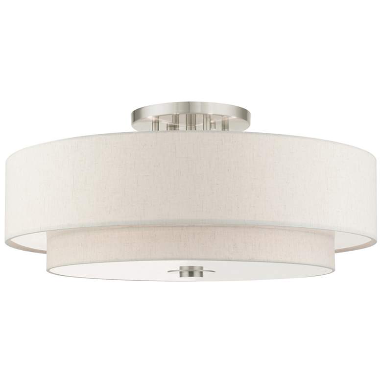 Image 1 Meridian 6 Light Brushed Nickel Semi Flush