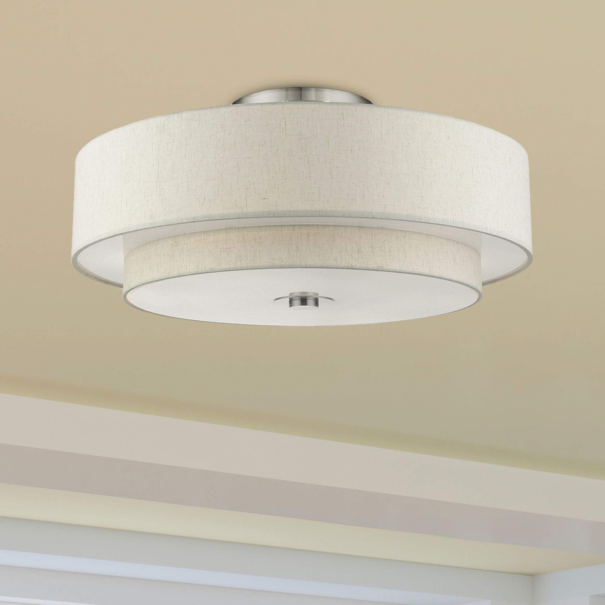 Meridian 6 Light Brushed Nickel Semi Flush