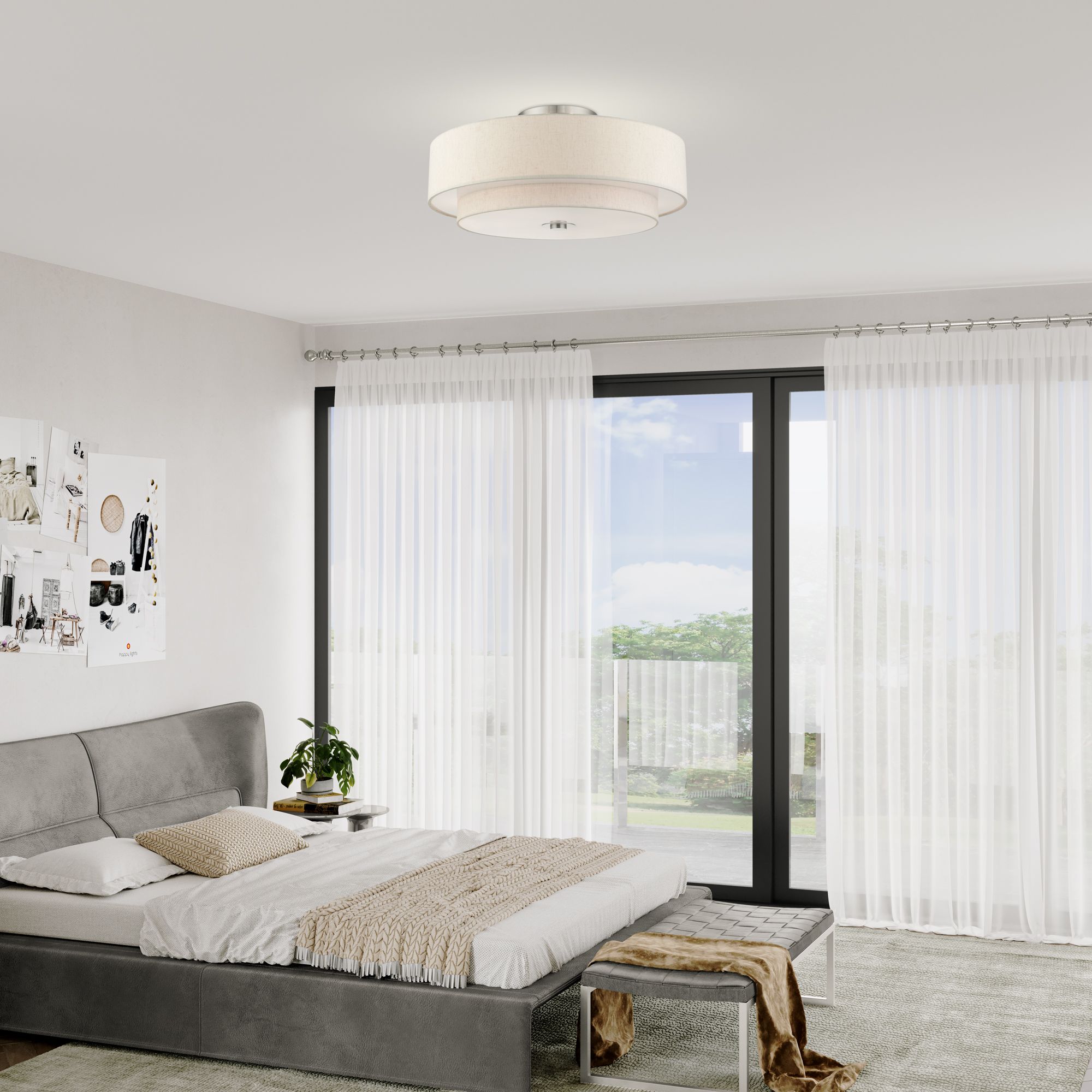 Meridian 6 Light Brushed Nickel Semi Flush