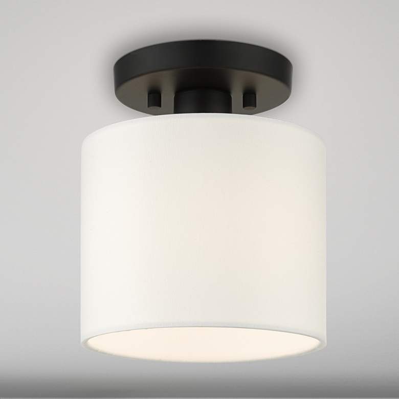 Image 2 Meridian 7" Wide Black Drum Ceiling Light