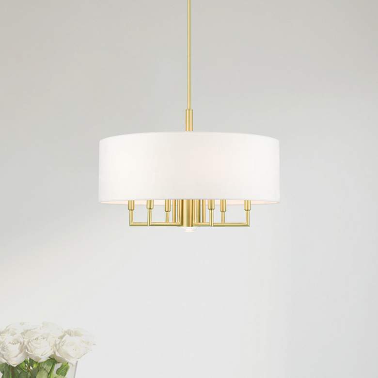Image 1 Meridian 7 Light Satin Brass Pendant Chandelier