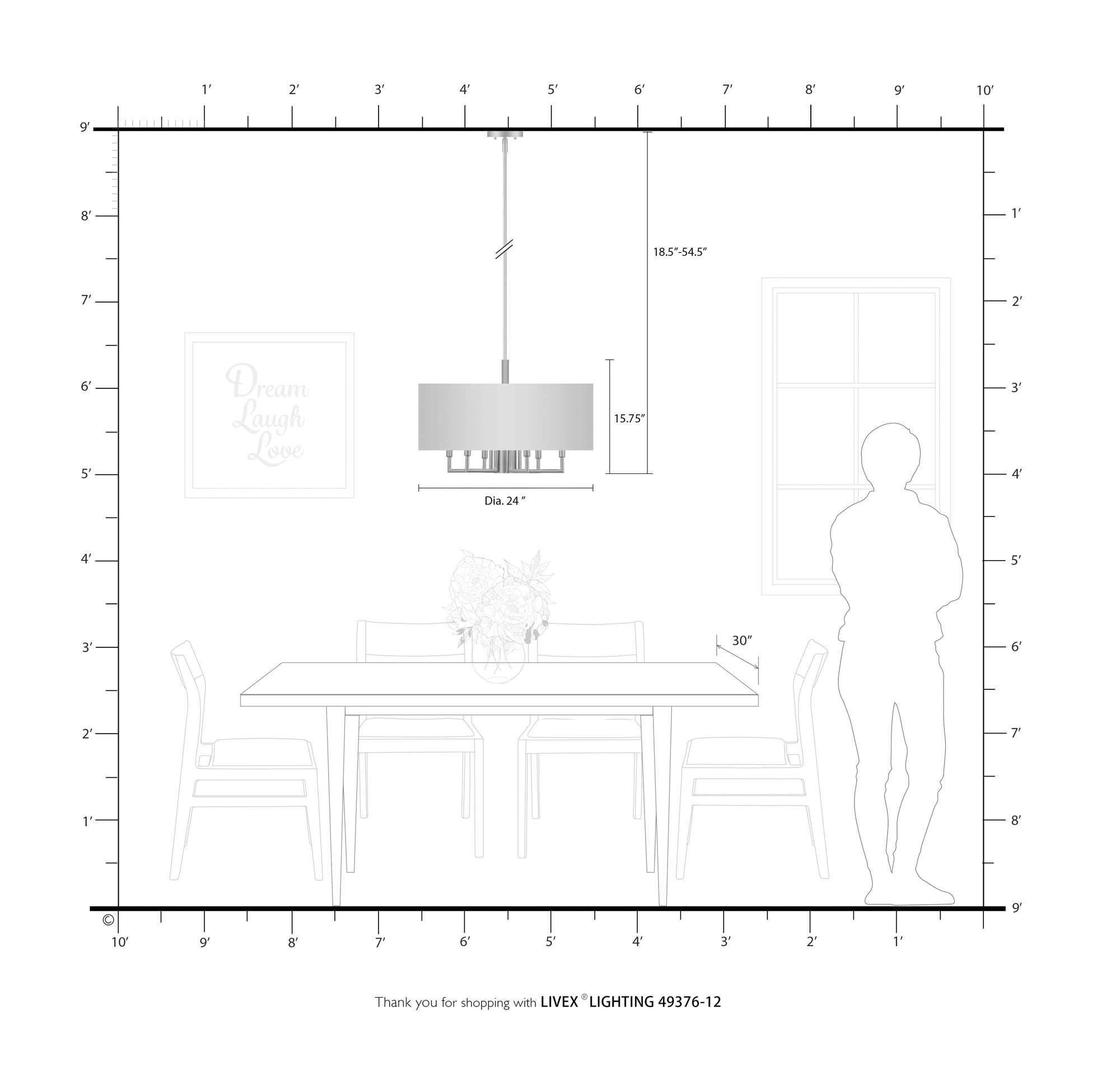 Meridian 7 Light Satin Brass Pendant Chandelier