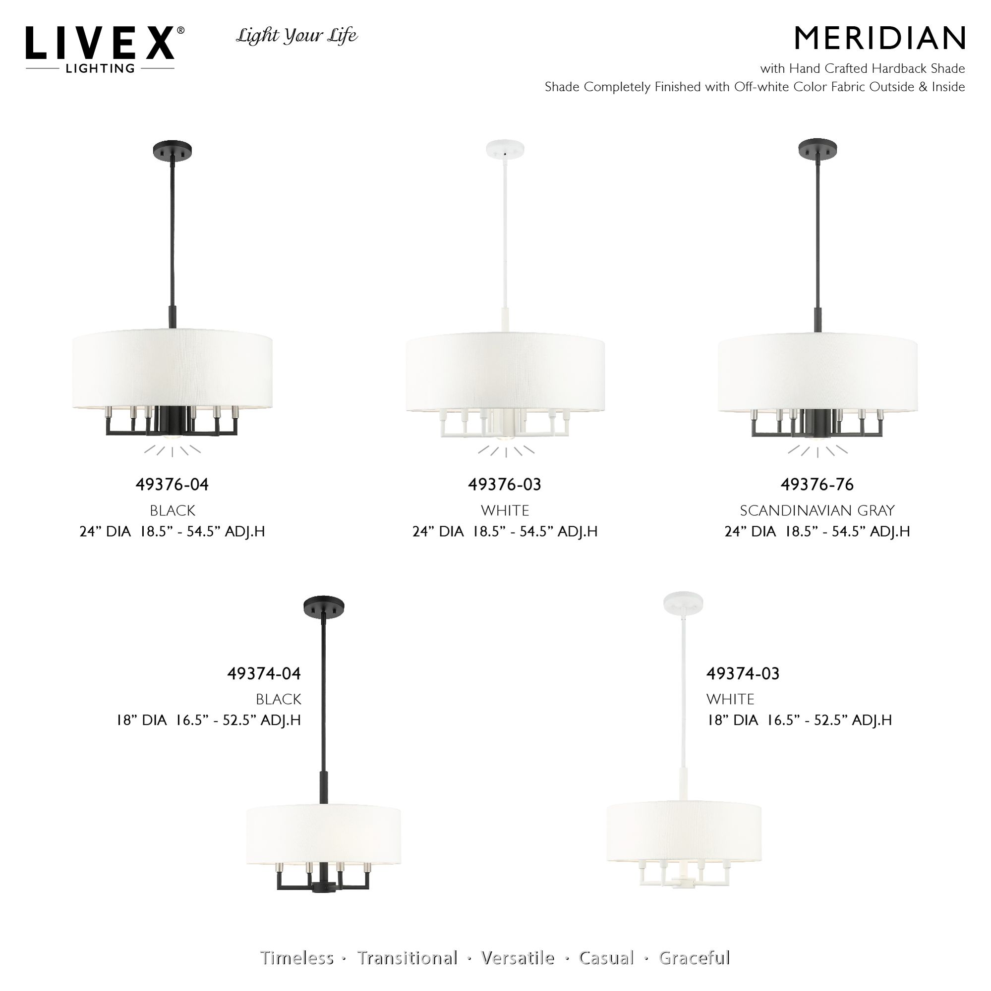 Meridian 7 Light Scandinavian Gray Pendant Chandelier