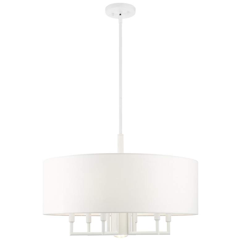 Image 2 Meridian 7 Light White Pendant Chandelier