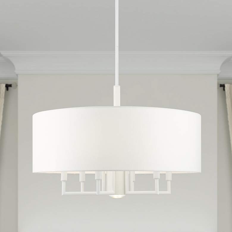 Image 1 Meridian 7 Light White Pendant Chandelier