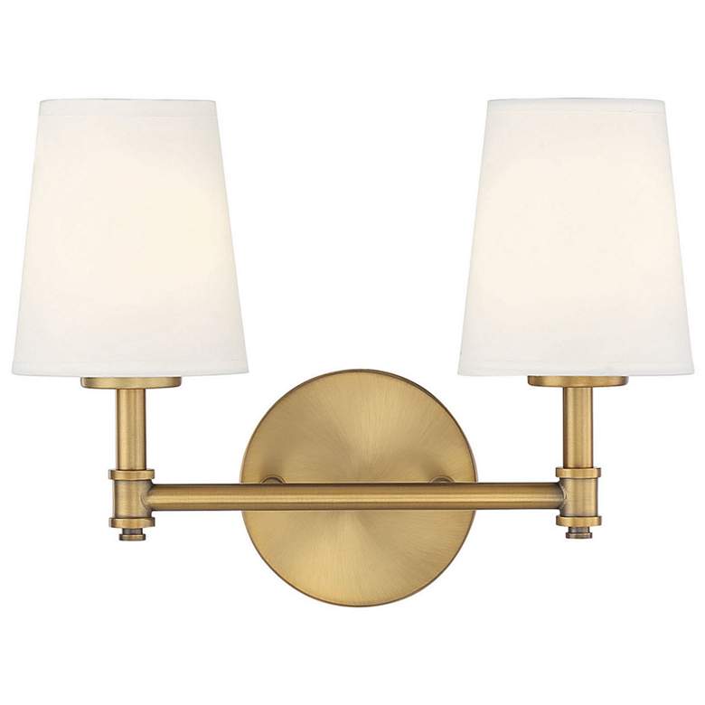 Image 1 Meridian 9 1/2" High Natural Brass 2-Light Wall Sconce