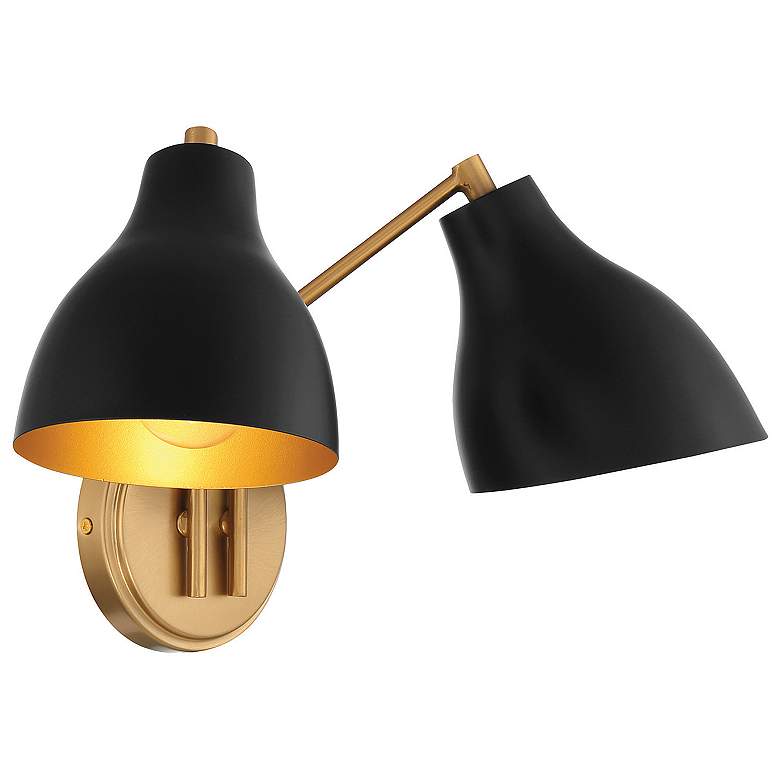 Image 4 Meridian 9 3/4"H Natural Brass and Black 2-Light Wall Sconce more views