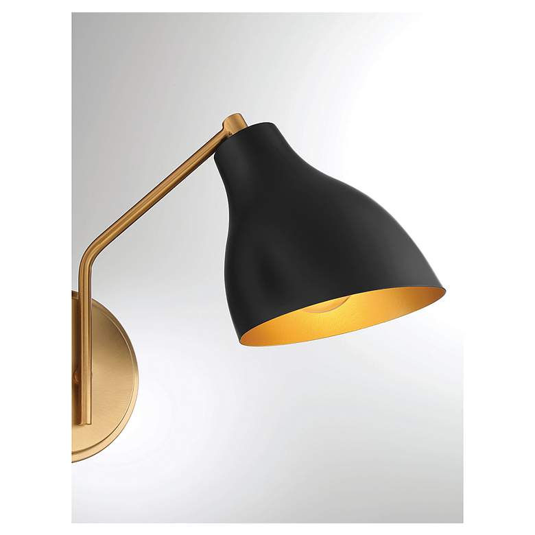 Image 6 Meridian 9 3/4"H Natural Brass and Black 2-Light Wall Sconce more views