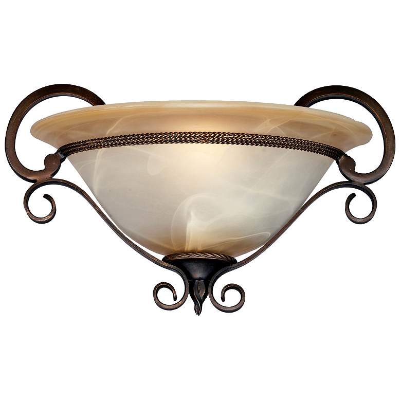 Image 2 Meridian 9" High Golden Bronze Marbled Glass Wall Sconce