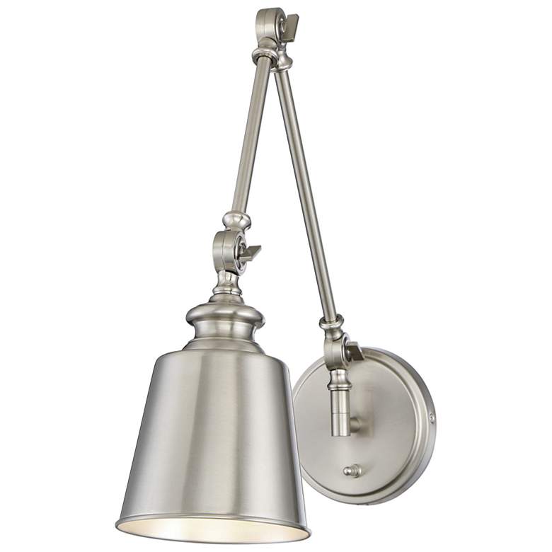 Image 1 Meridian Brushed Nickel Adjustable Wall Lamps Set of 2