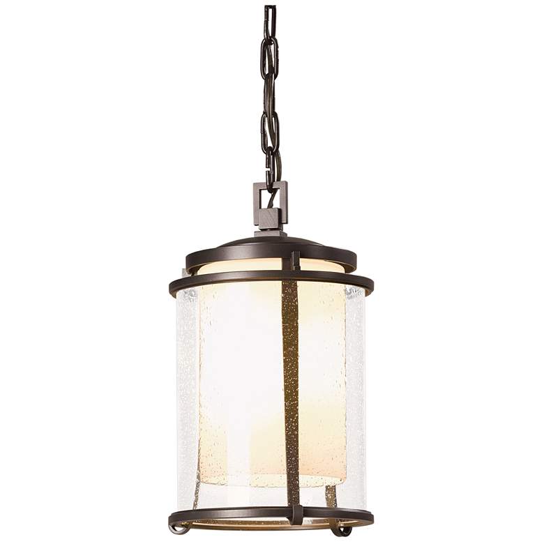 Image 1 Meridian Coastal Bronze Outdoor Ceiling Fixture With Opal & Seeded Glas