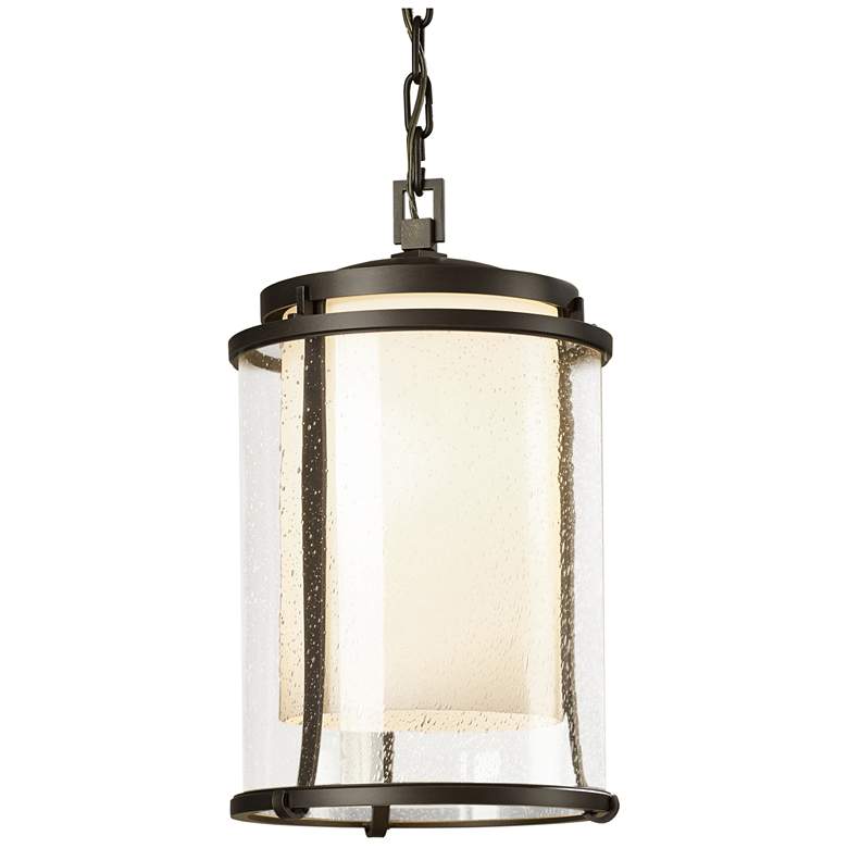 Image 1 Meridian Large Outdoor Ceiling Fixture - Dark Smoke Finish - Opal and Glass