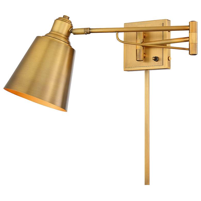 Image 3 Meridian Natural Brass Adjustable Swing Arm Wall Lamp more views