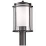 Meridian Outdoor Post Light - Dark Smoke Finish - Opal and Seeded Glass