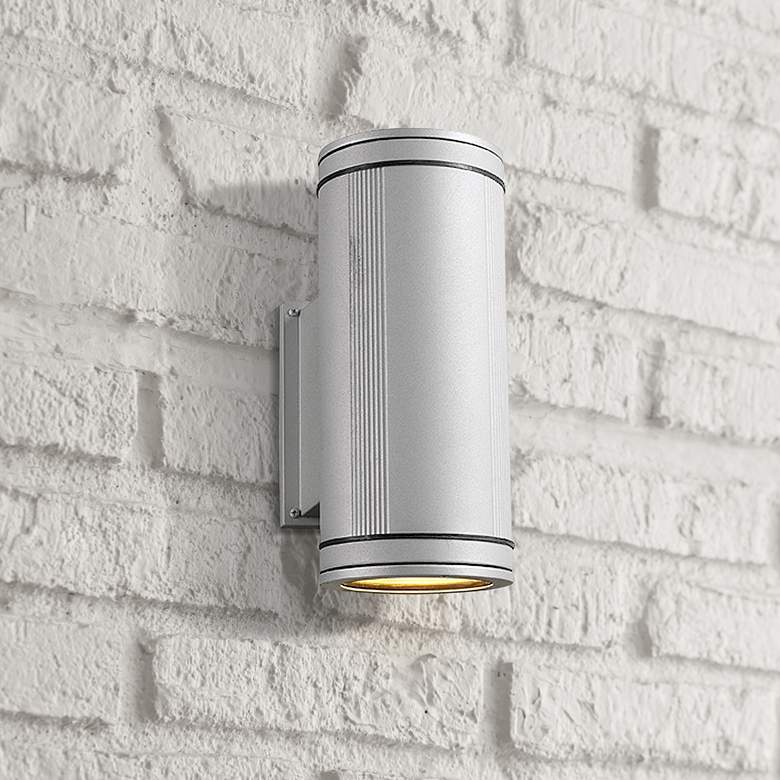 Image 1 Meridian Up-Down Architectural Silver Outdoor Wall Light