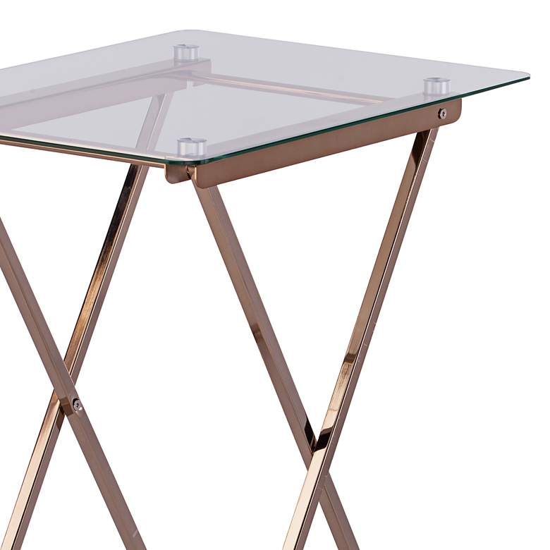 Image 3 Meridino 24" Wide Champagne Cross-Leg Folding Tray Table more views