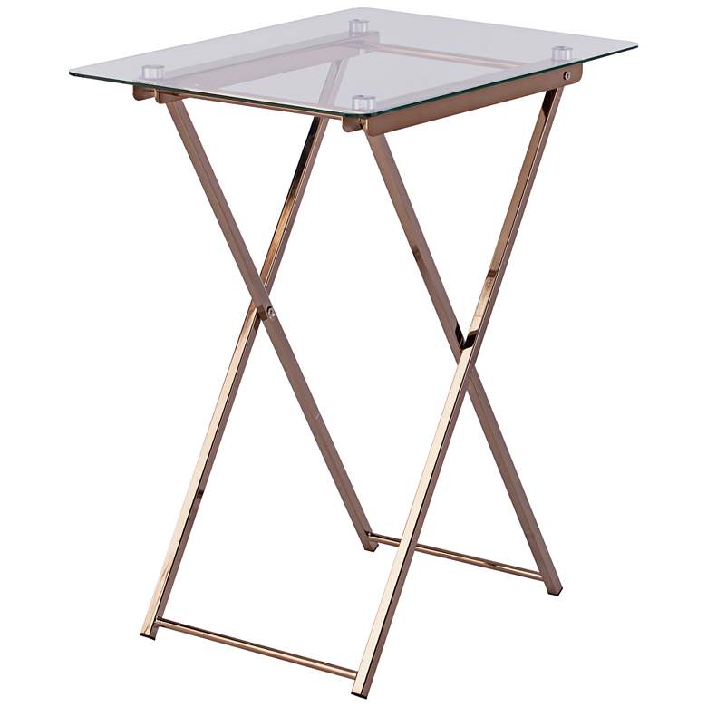 Image 4 Meridino 24" Wide Champagne Cross-Leg Folding Tray Table more views