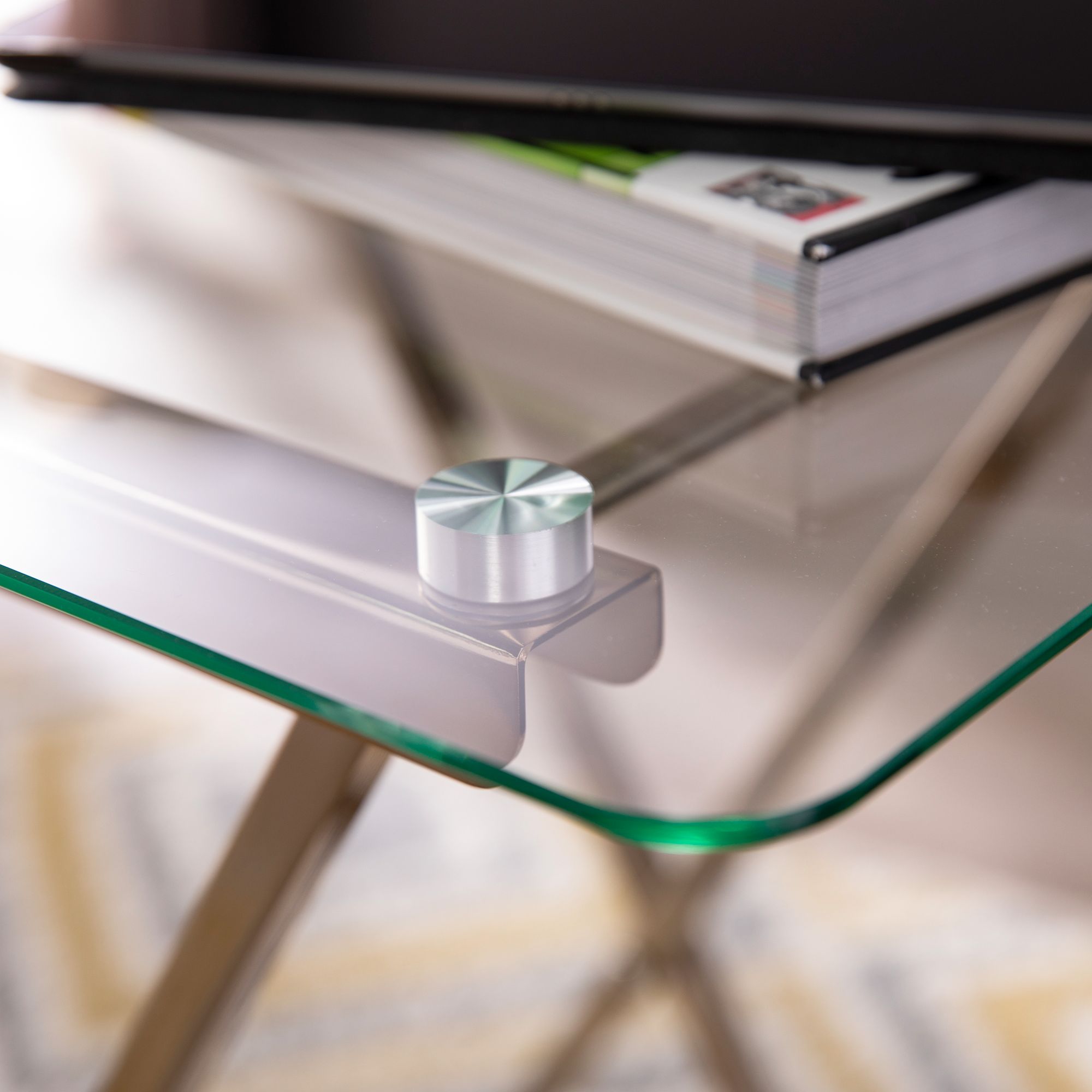 Meridino 24" Wide Champagne Cross-Leg Folding Tray Table