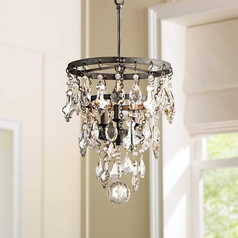 Image 1 Meritage 12 1/2" Wide Plated Crystal 3-Light Pendant