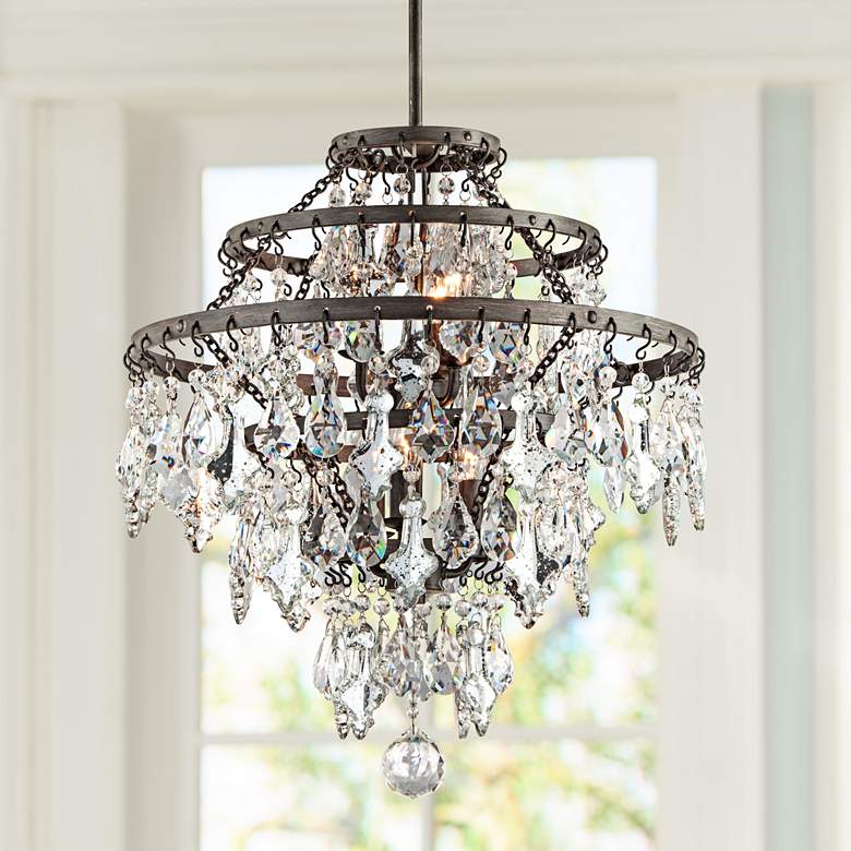 Image 1 Meritage 20" Wide Mercury Plated 6-Light Crystal Pendant