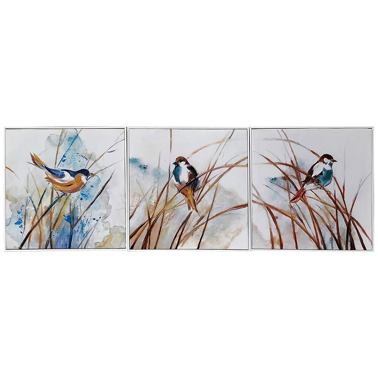 Image 1 Merle Feathered Trio 20"H 3-Piece Framed Canvas Wall Art Set