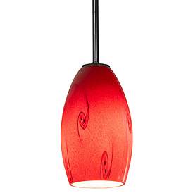 Image5 of Merlot 3.5" Wide Oil Rubbed Bronze Stem Hung LED Pendant w/ Red Sky Sh more views