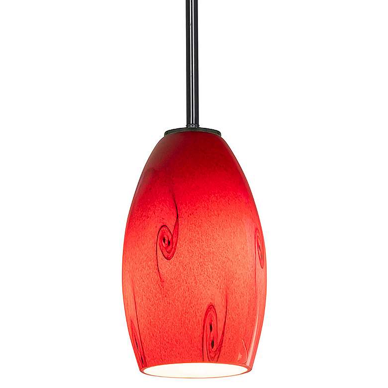Image 5 Merlot 3.5" Wide Oil Rubbed Bronze Stem Hung LED Pendant w/ Red Sky Sh more views