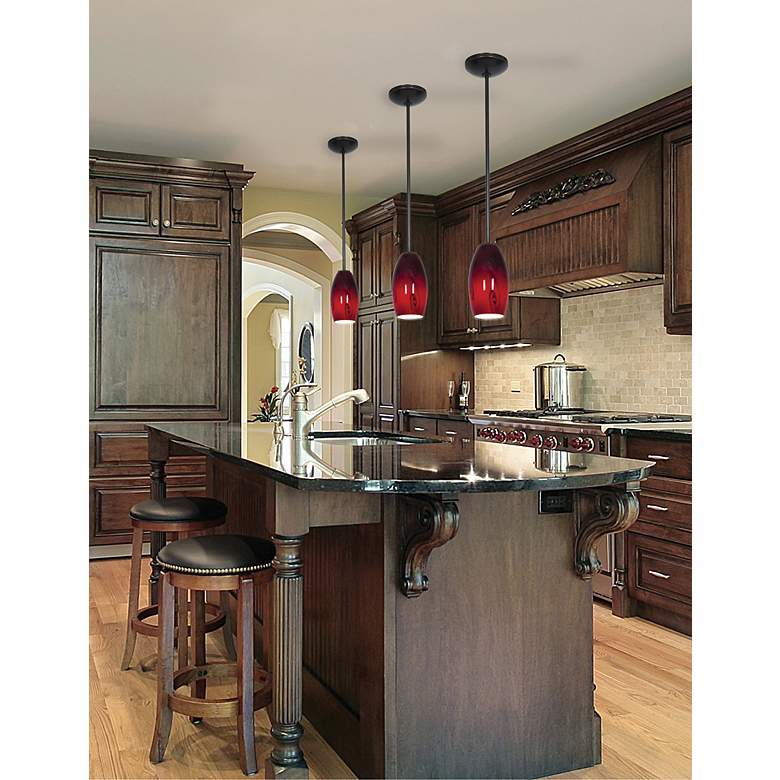 Image 6 Merlot 3.5" Wide Oil Rubbed Bronze Stem Hung LED Pendant w/ Red Sky Sh more views