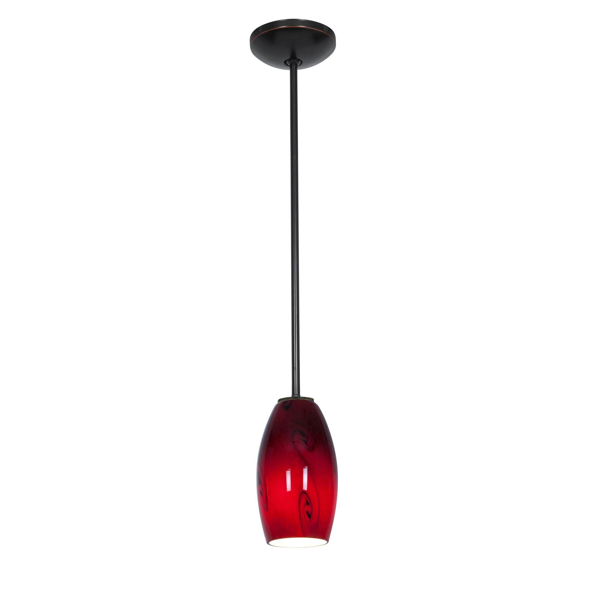 Merlot 3.5" Wide Oil Rubbed Bronze Stem Hung LED Pendant w/ Red Sky Sh
