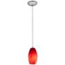 Thumbnail2 of Merlot - E26 LED Cord Pendant - Brushed Steel Finish - Red Sky Glass Shade more views