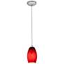 Thumbnail3 of Merlot - E26 LED Cord Pendant - Brushed Steel Finish - Red Sky Glass Shade more views
