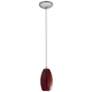 Thumbnail4 of Merlot - E26 LED Cord Pendant - Brushed Steel Finish - Red Sky Glass Shade more views