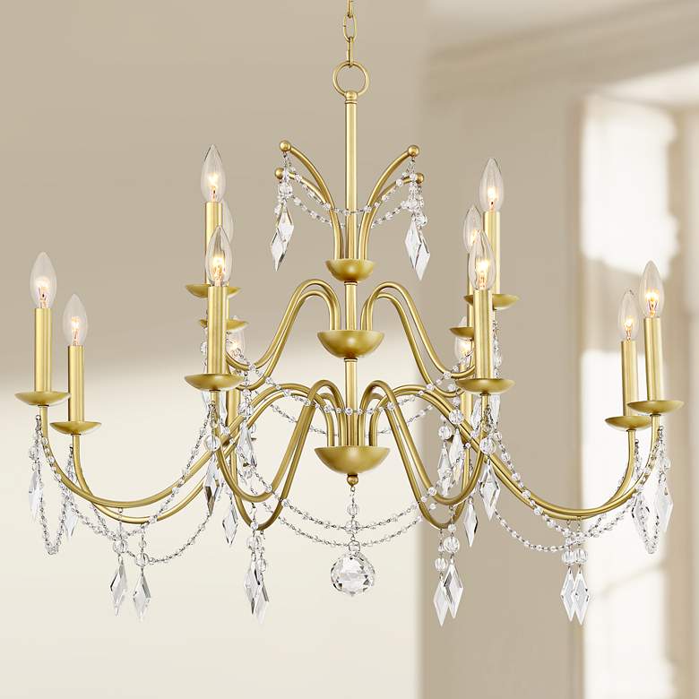 Image 1 Merlyn 34 inch Wide Gold and Clear Crystal 12-Light Chandelier