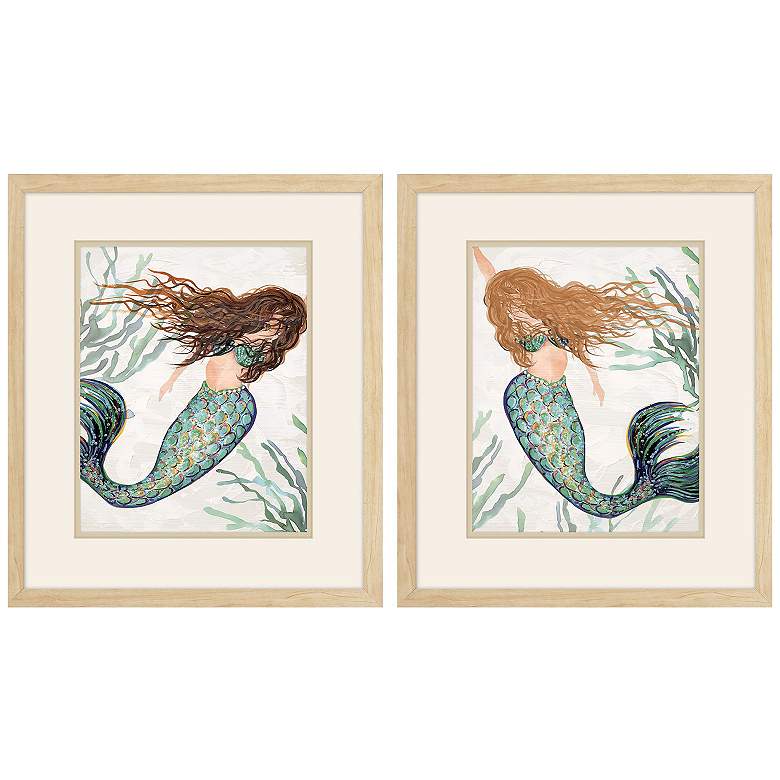 Image 1 Mermaid 18"W x 21"H Framed Art Set of 2