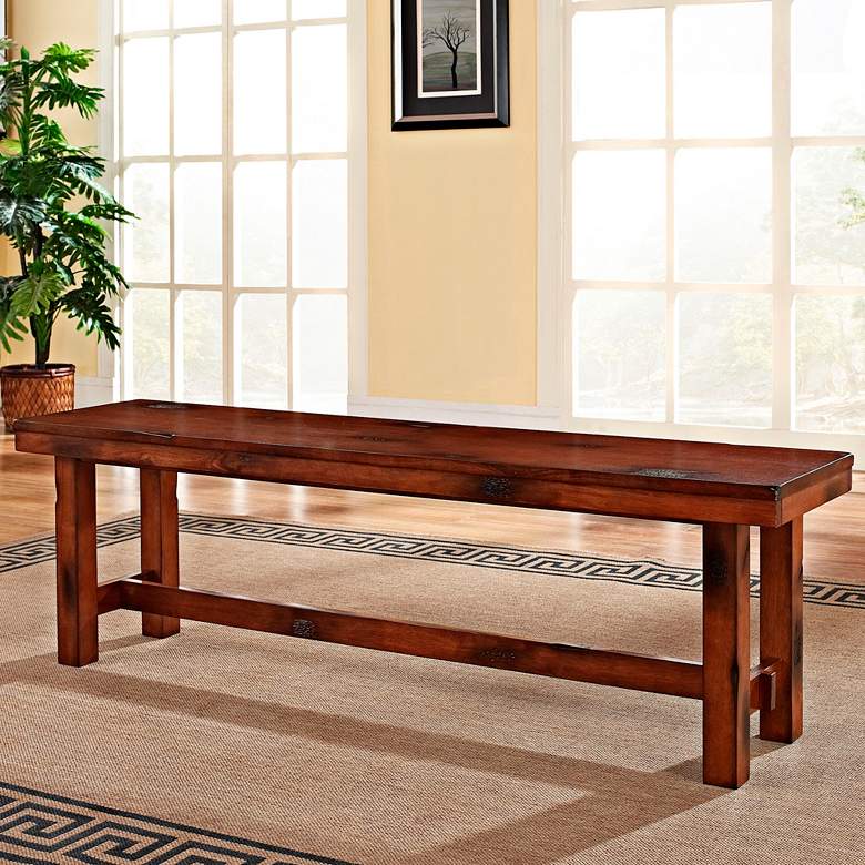 Image 1 Merrick 60" Wide Dark Oak Wood Bench