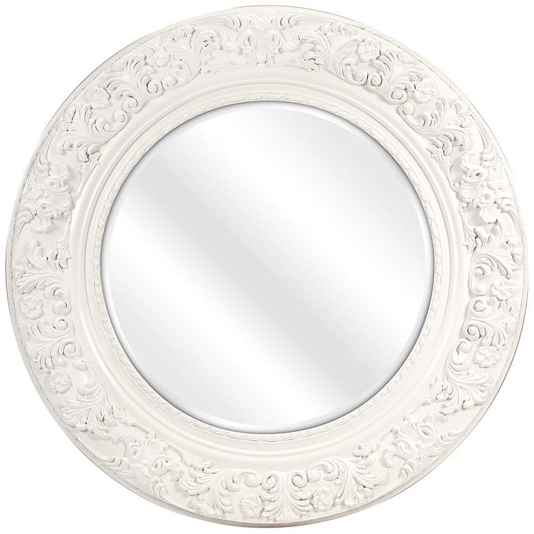 Image 1 Merril Antique White Carved 39 1/2 inch Round Mirror