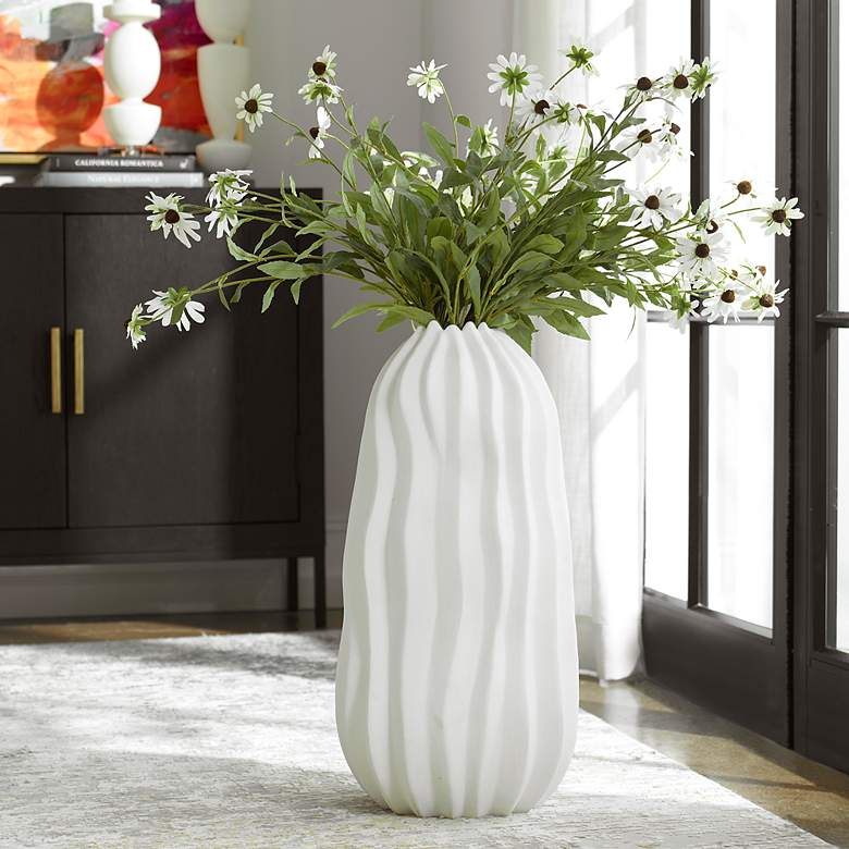 Image 1 Merritt 26" High White Earthenware Vase