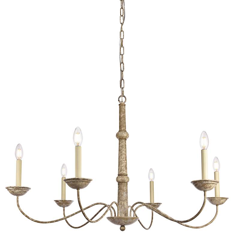 Image 2 Merritt 39 3/4" Wide Weathered Dove 6-Light Chandelier