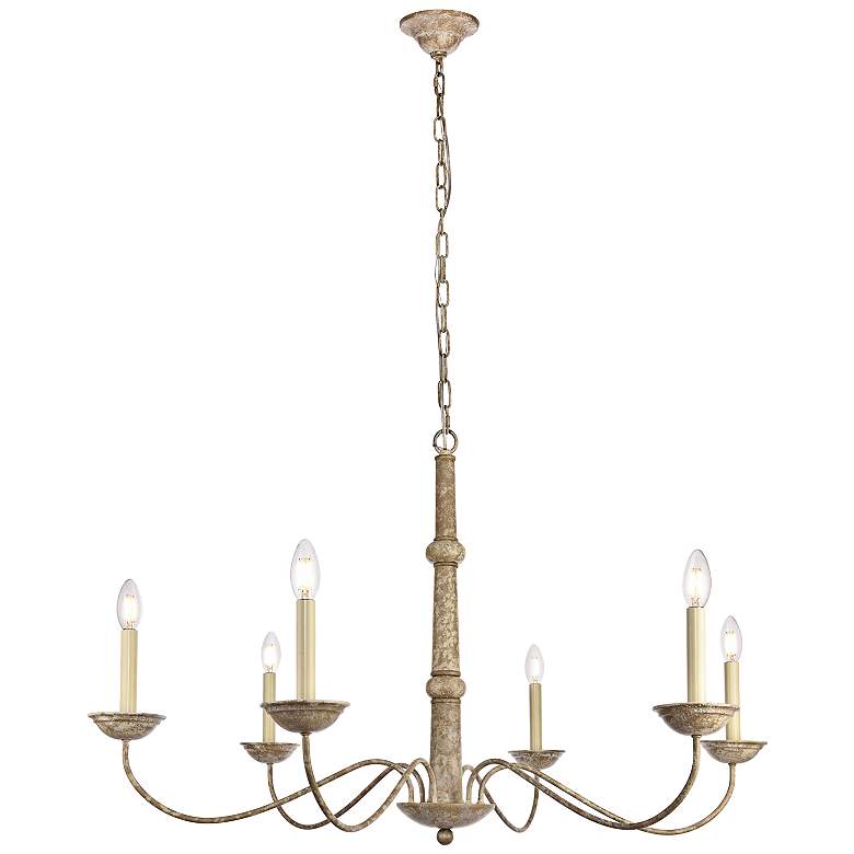 Image 4 Merritt 39 3/4" Wide Weathered Dove 6-Light Chandelier more views