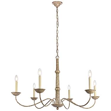 Merritt 39 3/4" Wide Weathered Dove 6-Light Chandelier