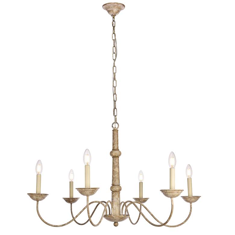 Image 1 Merritt Collection Chandelier D35 H21.6 Lt:6 Weathered Dove Finish