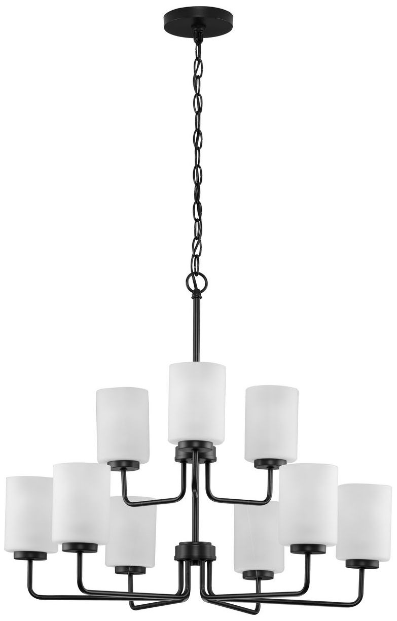 Image 2 Merry Collection Nine-Light Etched Glass Chandelier Light more views