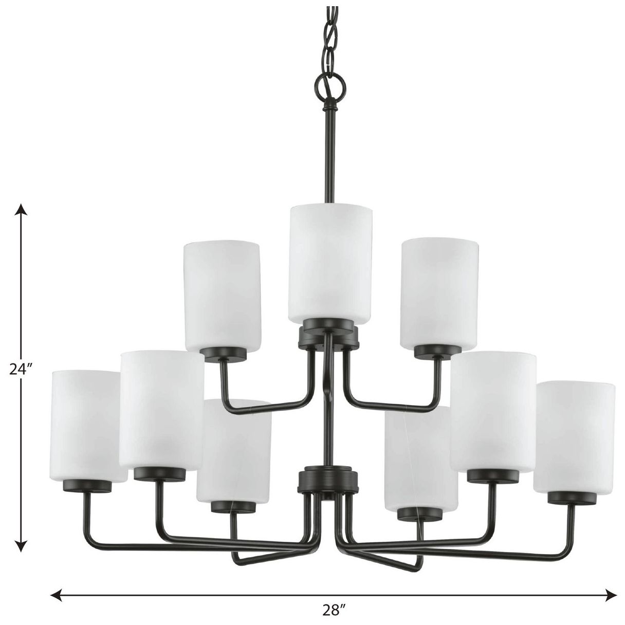 Image 4 Merry Collection Nine-Light Etched Glass Chandelier Light more views