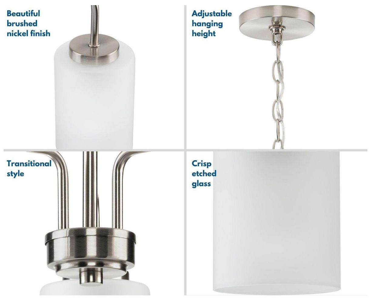 Image 6 Merry Collection Three-Light Etched Glass Chandelier Light more views