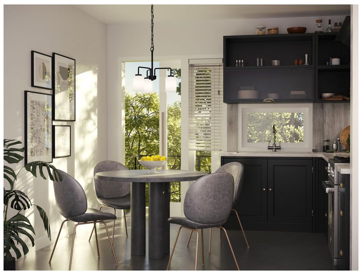 Image 3 Merry Collection Three-Light Etched Glass Chandelier Light more views