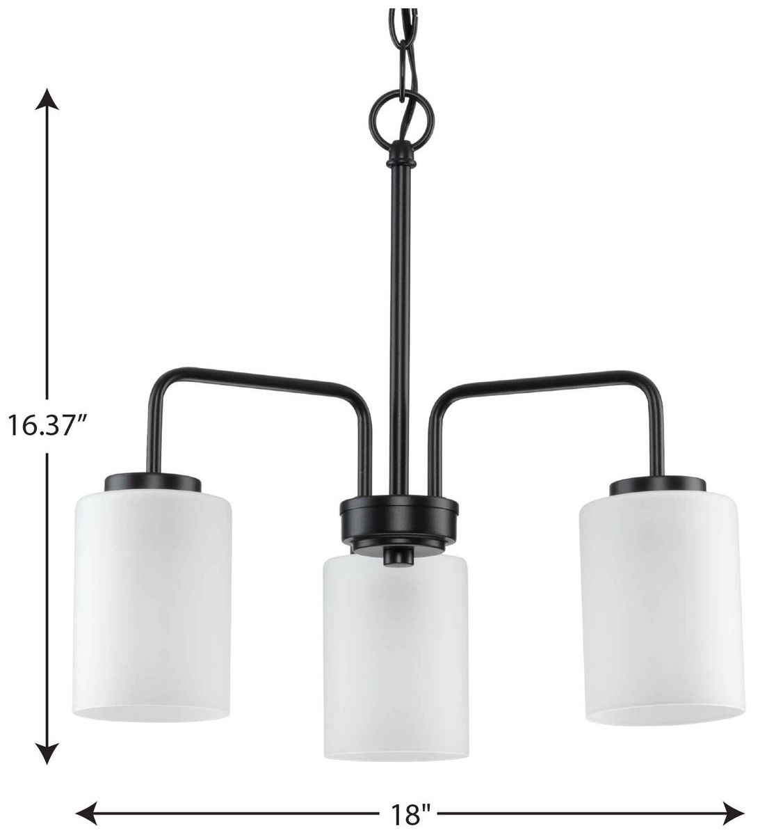 Image 4 Merry Collection Three-Light Etched Glass Chandelier Light more views
