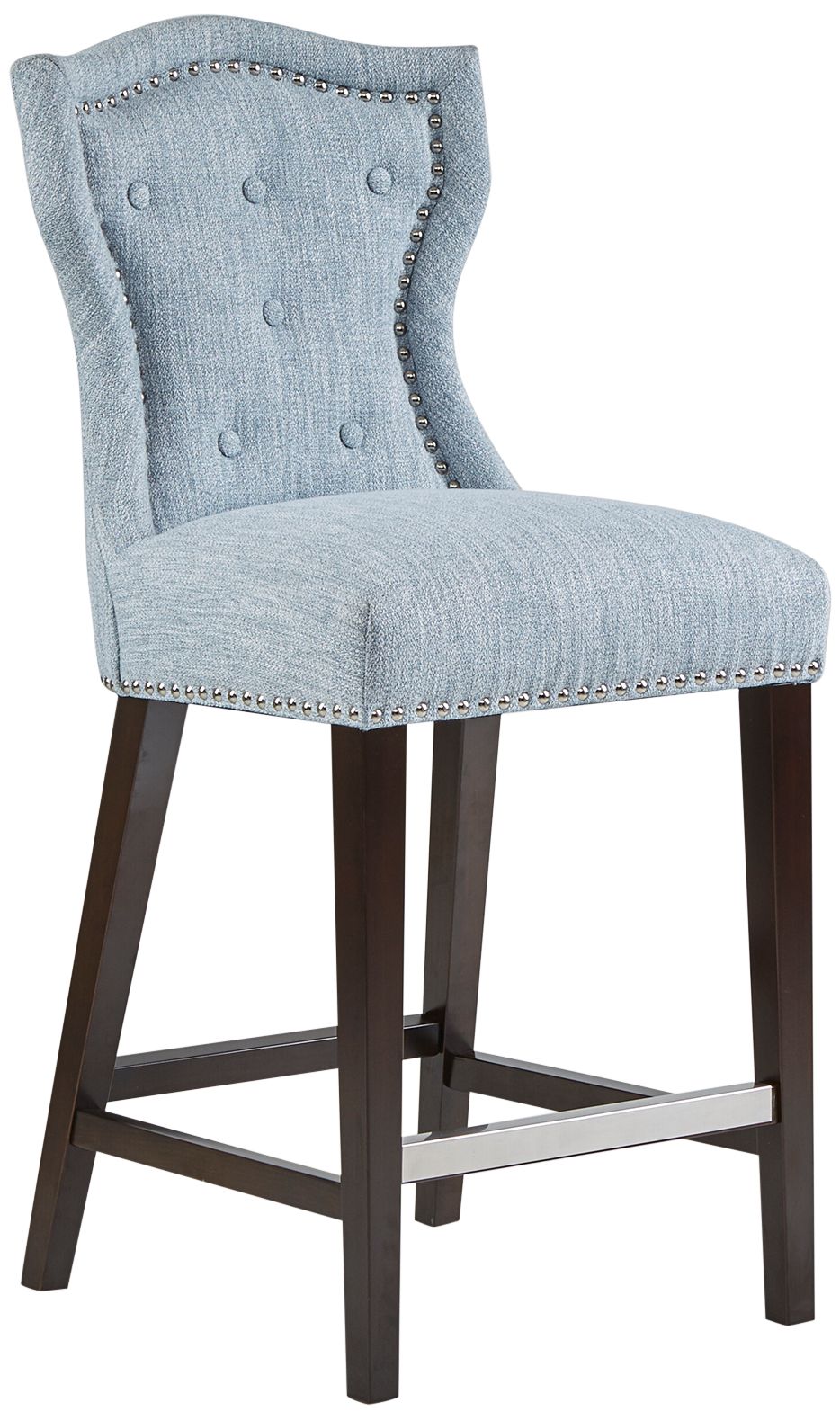 Mervin 26" Light Blue Fabric Tufted Counter Stool