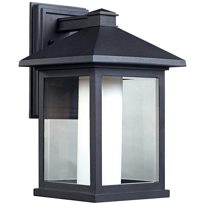 Image 1 Mesa 15 3/4" High Black Outdoor Lantern Wall Light