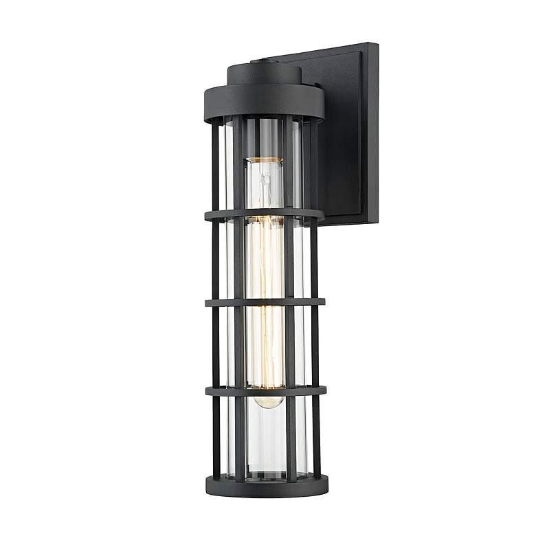 Image 1 Mesa 15 inch High Textured Black Outdoor Wall Light